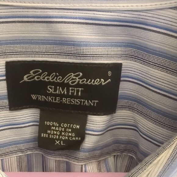 Eddie Bauer men’s striped shirt | button-down long sleeve classic casual - Picture 2 of 4